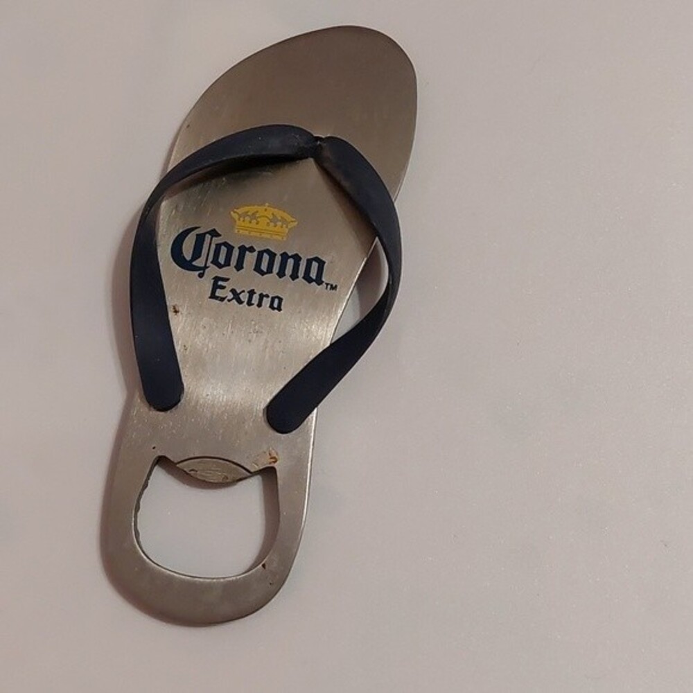 Corona Extra Flip Flop Bottle Opener Blue Silver Metal